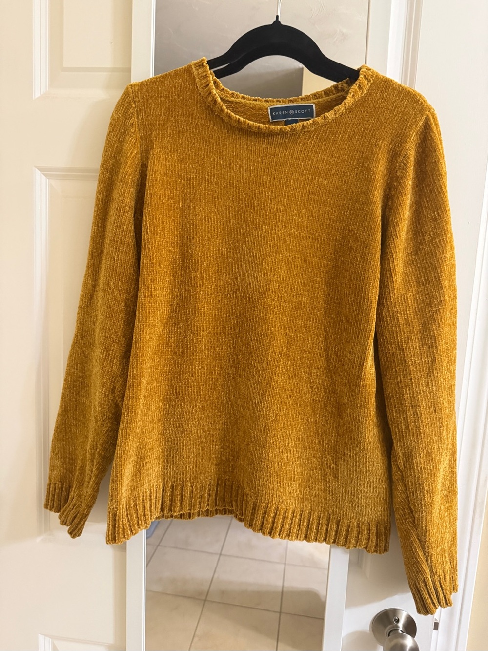 Karen Scott Golden Mustard Chenille Crewneck Sweater